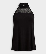 Torrid SuperSoft Knit Lace Yoke Halter Tank Top Blouse Women Shirt Size 0 Large