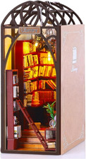 DIY Book Nook Kit with LED Lights, 3D Wooden Puzzle Bookshelf Insert  Dollhouse