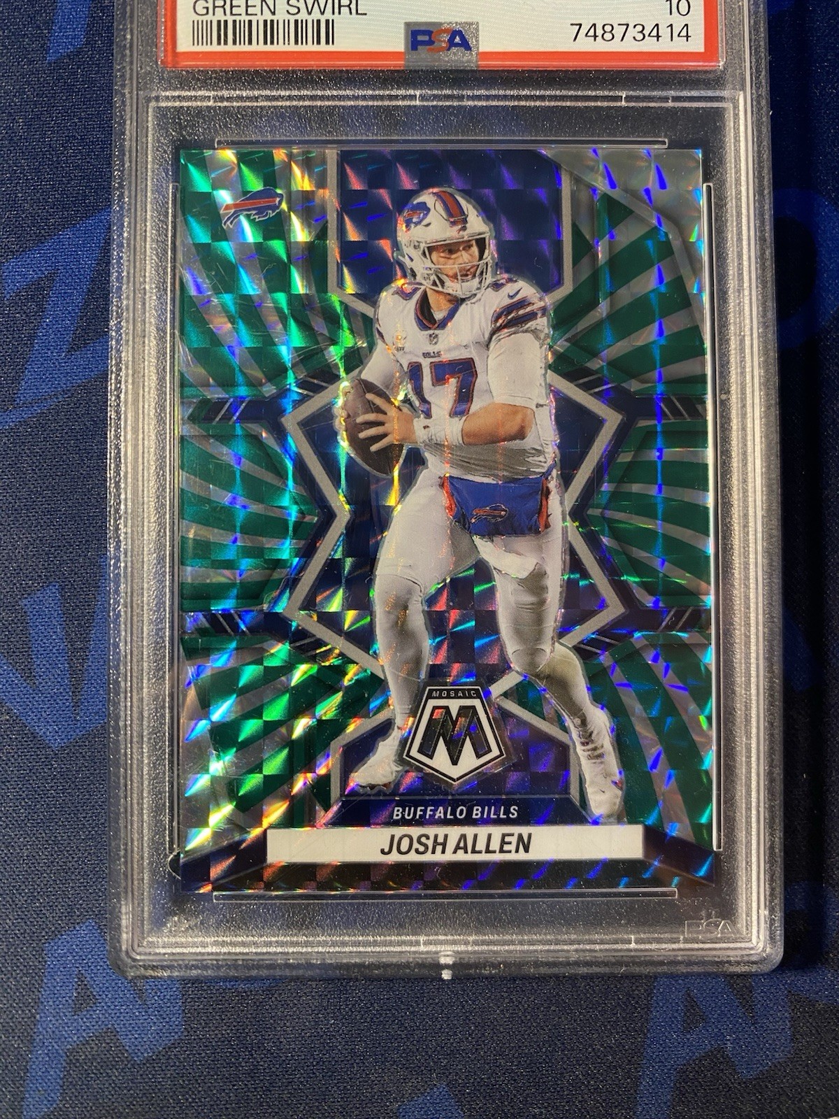2022 Panini Mosaic Josh Allen #20 Green Swirl Mosaic Prizm /11 PSA 10 74873414 view 5