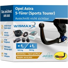ANHÄNGERKUPPLUNG v.abnehmbar für Opel Astra L Sports Tourer ab 23 +E-Satz JAEGER
