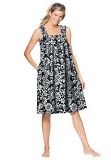 Dreams & Co. Plus Size Print Sleeveless Square Neck Lounger