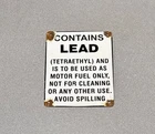 VINTAGE CONTAINS LEAD GASOLINE PORCELAIN SIGN GAS OIL CAR TRUCK MOTORCYCLE