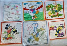 Lot Of 6 Vintage Children  s Handkerchiefs Disney, Flinstone, Bugs Bunny, Duck