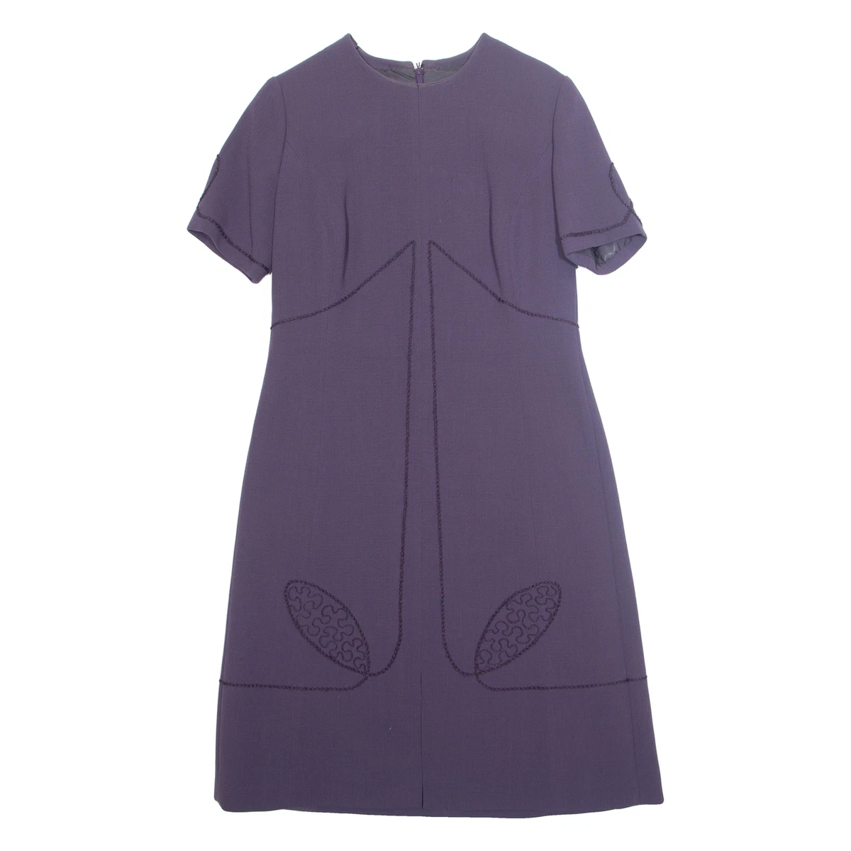 Abito Corto In Cotone Manica Corta Donna - Vestito Morbido Per Matrimonio E Festa - Viola Taglia M