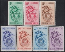 Venezuela 361/65 1951 Coat Of Arms Of The Venezuelan State MNH Stamp