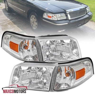 Fits 2006-2011 Mercury Grand Marquis Headlights+Corner Signal Lamps Left+Right