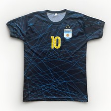 Lionel Messi Argentina Jersey Youth XL Black Blue Replica Fan Kit Shirt 10