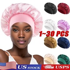Satin Bonnet Silk Hair Bonnet Adjustable Bonne for Sleeping with Tie Band LOT