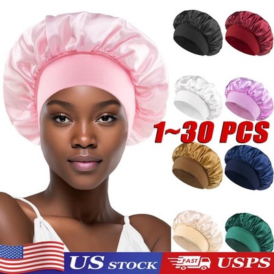 Satin Bonnet Silk Hair Bonnet Adjustable Bonne for Sleeping with Tie Band LOT
