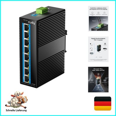 Cudy 8 Port Gigabit PoE Switch Industrie DIN-Schienen Switch  Netzwerkswitch ...