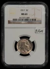 1917 5c Indian Head Buffalo Nickel - Frosty PQ Coin - NGC MS 63 - SKU-B5609