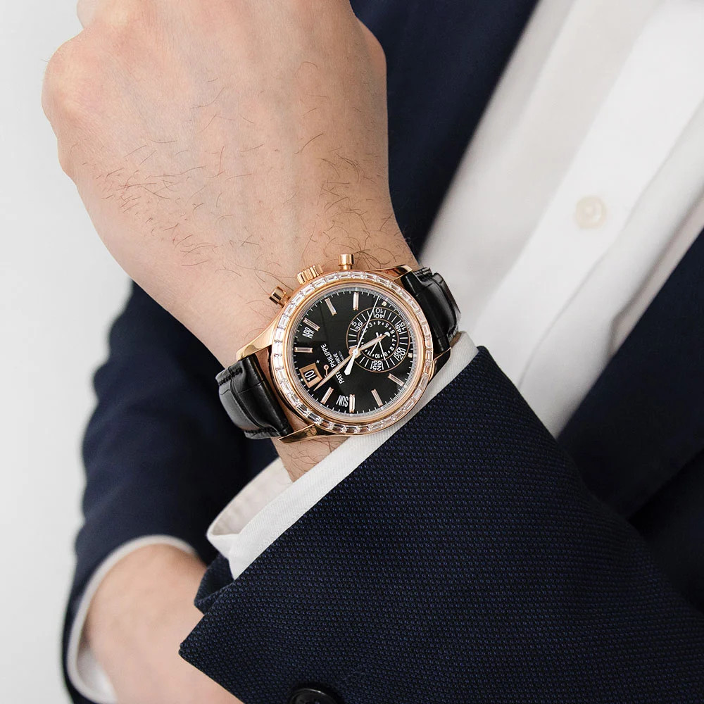 Patek Philippe Complications Watch 40MM Black Diamond Index Markers Dial Rose... image 5