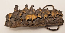 VTG The Caddle Drive - Rodeo Cowboys Ranchers Day at Work Bergamot Belt Buckle