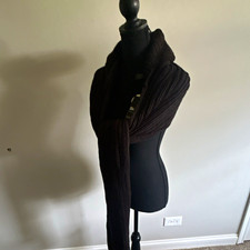 Women's Brown Knit Solid Pattern Shawl/Wrap, Wrap Style Knit Fabric