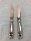 2 DINNER KNIVES  International Silver ROYAL DANISH Sterling Silver Handles  9"