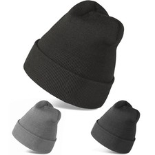 3 Pack Knitted Beanies for Men, Women Teens - Dark Gray/Medium Gray