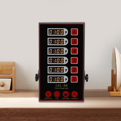 6 Channel Commercial Kitchen Timer Restaurant Kitchen Stainless Steel LED, Alarm