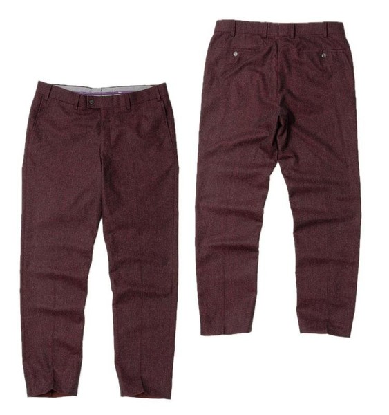 Men Hiltl Trousers Burgundy Cotton 34 / L / 50 #31OQ