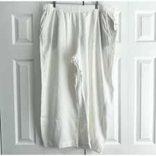 GAP White Linen Blend Pull-On Pants Women s XL Elastic Waist Relaxed Fit NWT