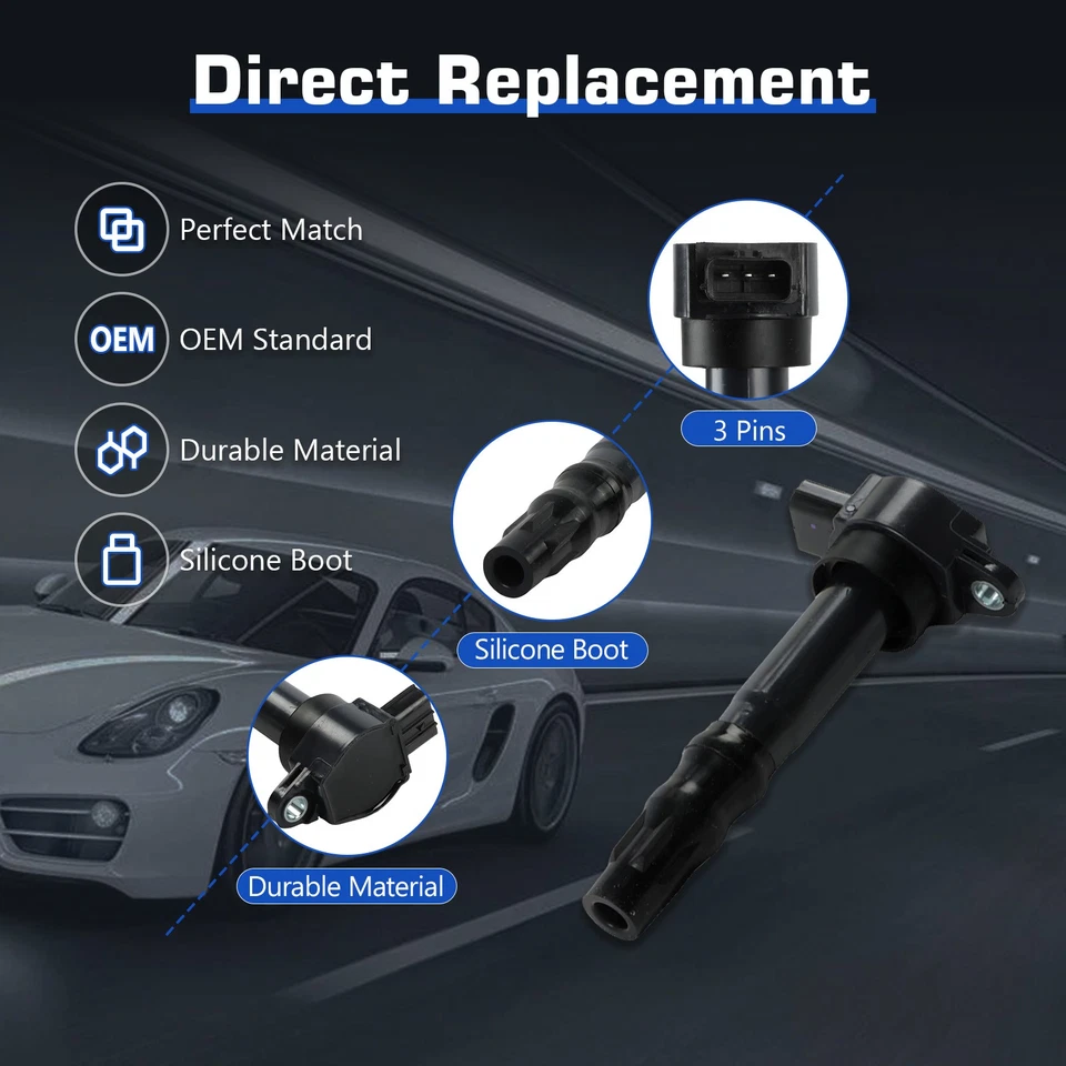 4 катушки зажигания UF532+4 свечи зажигания 3656 для Mitsubishi Eclipse 06-12 L4 2,4 л - Изображение 4 из 4