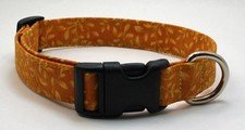 Autumn Fall Yellow Leaves on Gold Dog Collar Adjustable Handmade
