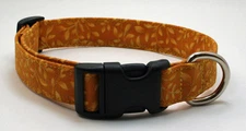 Autumn Fall Yellow Leaves on Gold Dog Collar Adjustable Handmade