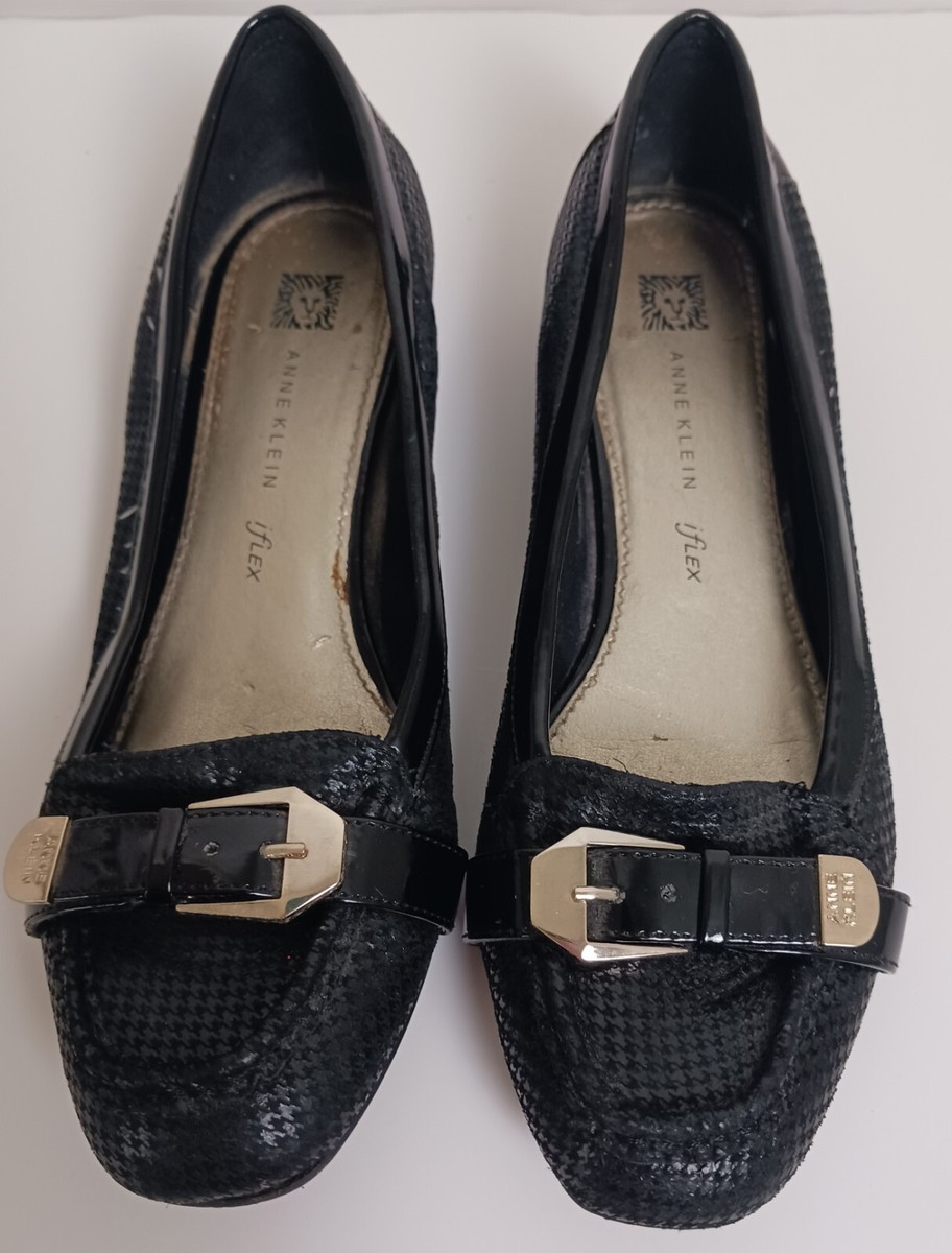 Anne Klein Iflex Womens Black Slip On Leather Loafer Shoes Size 8M