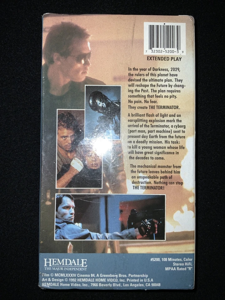 The Terminator VHS Sealed Rare Blue Cover 1992 Extended Play Watermark - Image 2 of 4