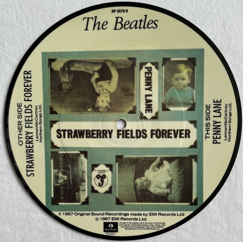 THE BEATLES -Strawberry Fields Forever- Ultra Rare “Large Picture” Disc Mispress - Picture 2 of 4