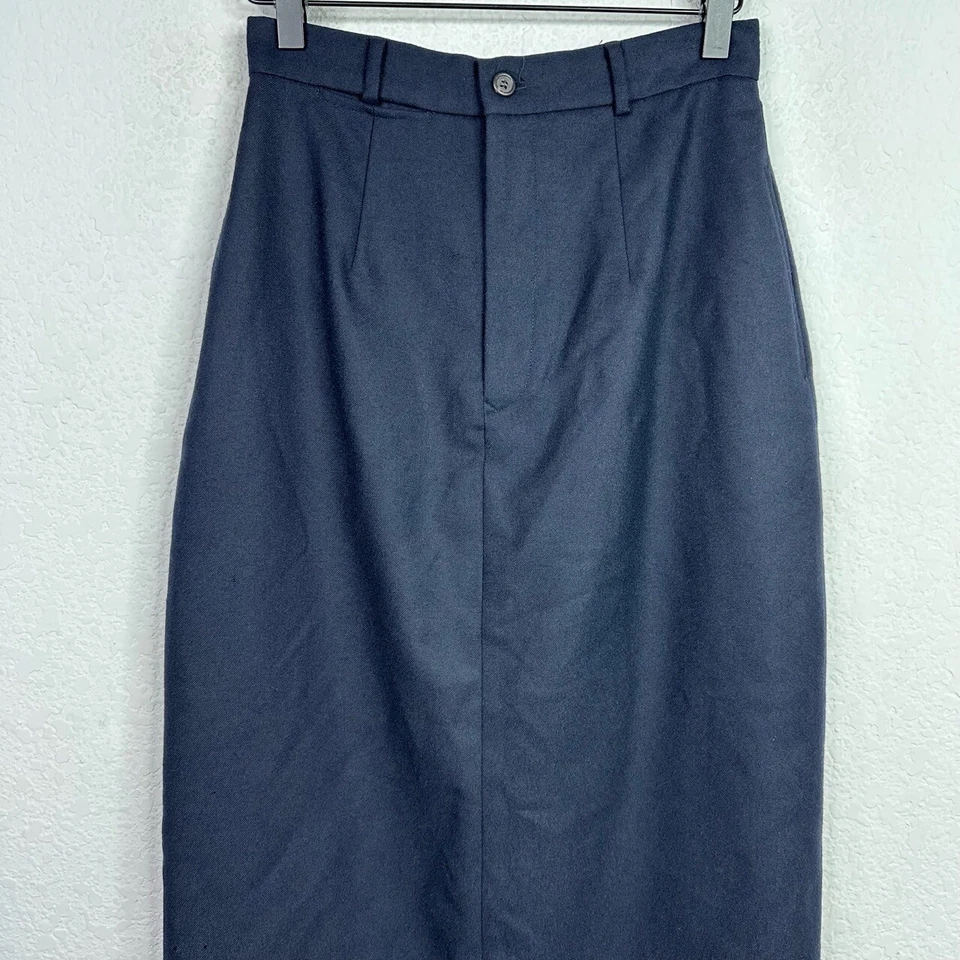 Ralph Lauren 裙子女式 8 码蓝色羊毛复古紫色标签铅笔学院风胶囊 — 第 3/4 张图片