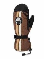 NWT Mens Crab Grab Cinch Mittens $65 L brown racer PrimaLoft DWR fleece lining