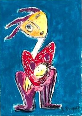 Mixed Media/paper drawing by contemporary outsider artist Danielle Le Bricquir