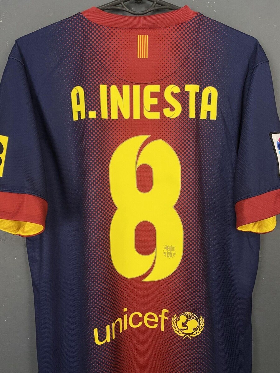 INIESTA MEN BARCELONA 2012/2013 HOME SOCCER FOOTBALL SHIRT JERSEY