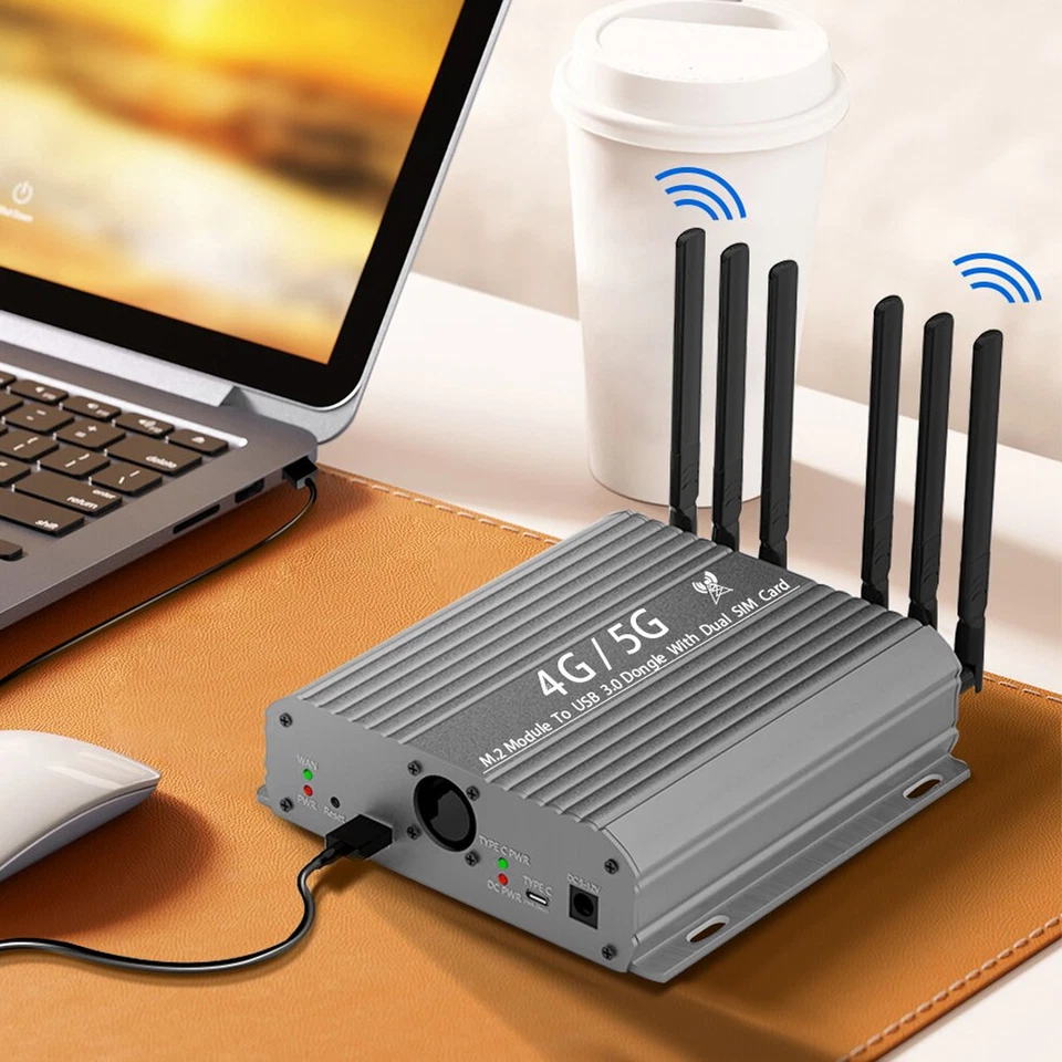 4G 5G Module To USB 3.0 Adapter Dual Cooling Fan High Gain Antenna 2 SIM Card S - Image 2 of 4