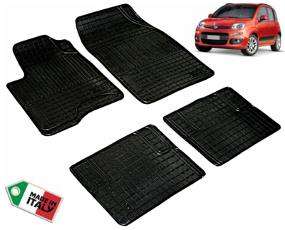 Set Di 4 Tappetini Moquette Per Fiat Panda 2 (169) Dal 2003 Al 2011 - Colore Nero