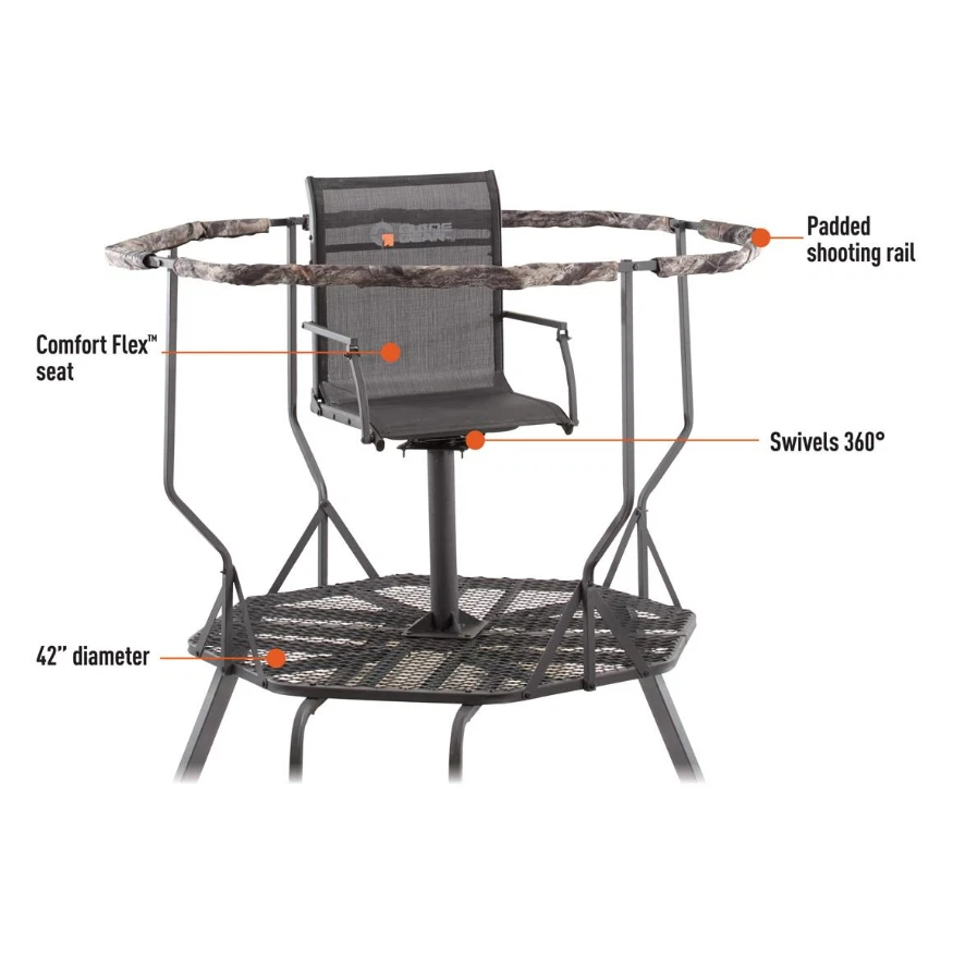 20 Feet Tall Portable Tripod Swivel Seat Round Hunting Stand Ladder with Chair - Image 2 of 4