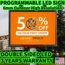 LED Sign Outdoor High Resolution 2-Sided P6 23"x23" Waterproof HD Pixel Pictures