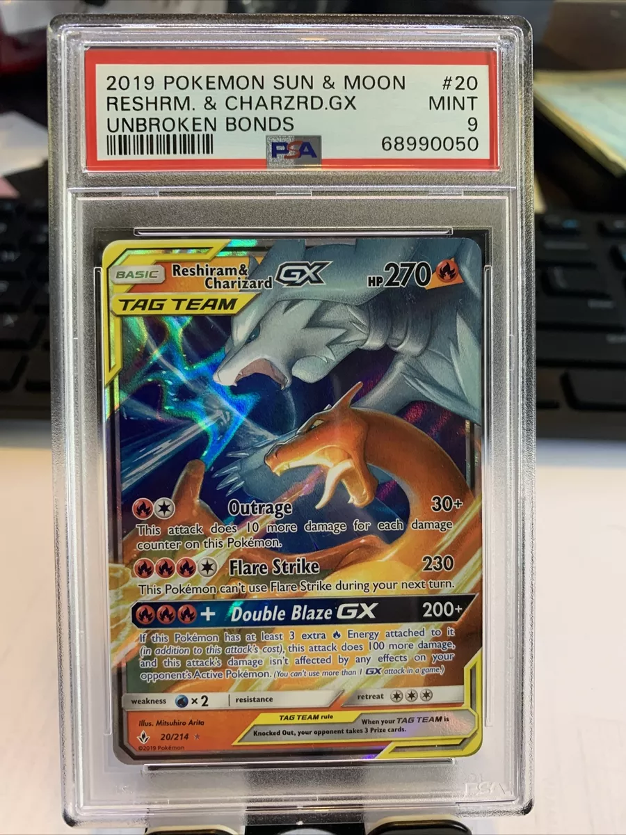 Reshiram & Charizard GX / Sun & Moon Unbroken Bonds / PSA 9