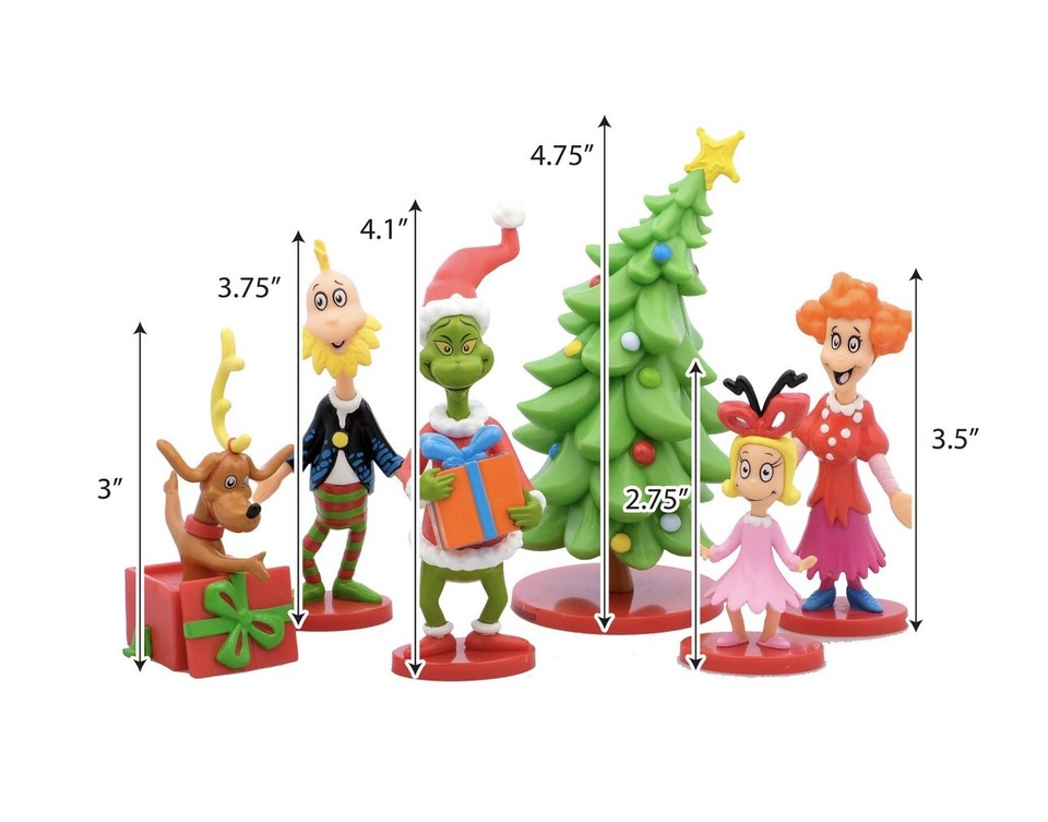 Dr. Seuss How The Grinch Stole Christmas 6 Collectible Figures Set New ...