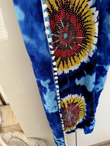 New Womens Long Kaftan Dress Polyester with head Scarf - Picture 4 of 16