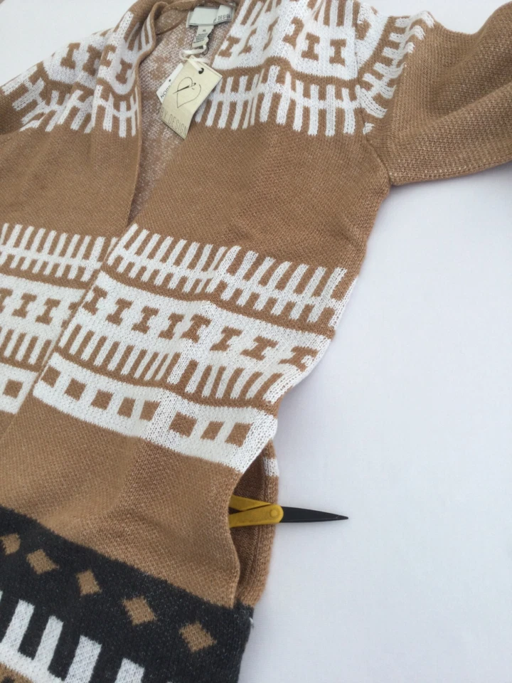 Suéter cardigã tribal asteca Love by Design tamanho XL capuz aberto sudoeste NOVO - Imagem 4 de 4