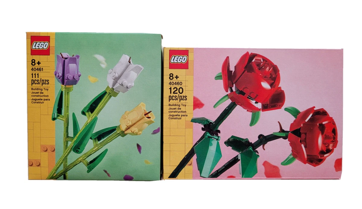 LEGO Roses 40460 and Tulips 40461 Flowers Floral Decor Set