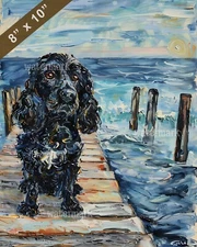 Cocker Spaniel painting by a beach pier 8x10 Print
