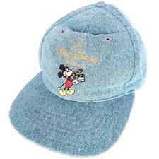 Vintage Walt Disney Studios Blue Denim Snapback Hat Mickey Mouse Cap USA Made