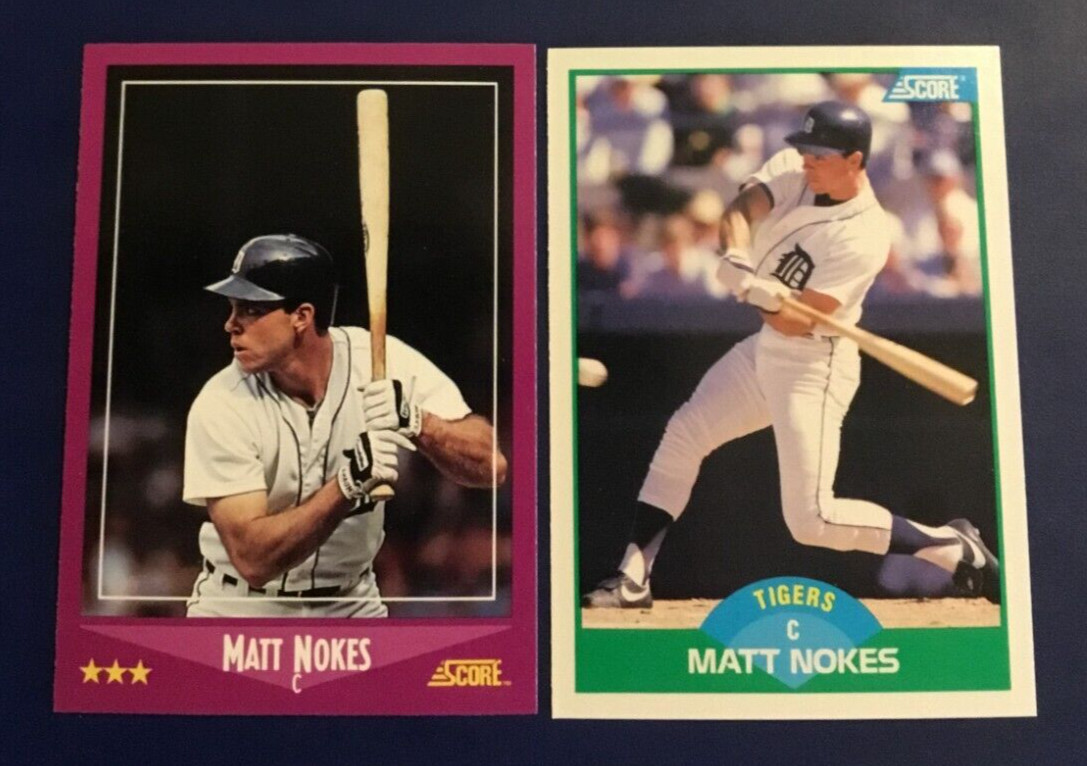 1988 & 1989 Score #15 #23 MATT NOKES Lot 2 Detroit Tigers HOT ! MUST SEE !