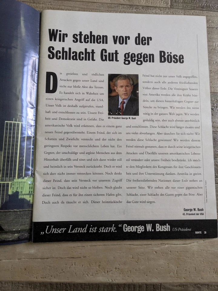 9/11 World Trade Center Attack German Magazine 9-11 BUNTE EXTRA 38/2001 - Image 4 of 4