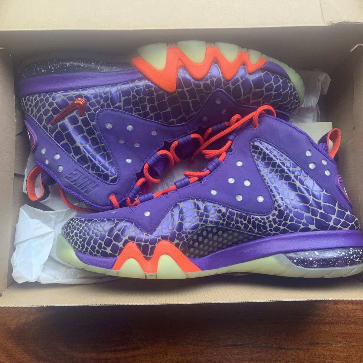 Nike Air Barkley Posite Max size 9 Suns Purple Orange CB 34