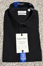 Calvin Klein Men's Active Performance Stretch Shirt, Black, L,16-16.5, 34/35 NWT