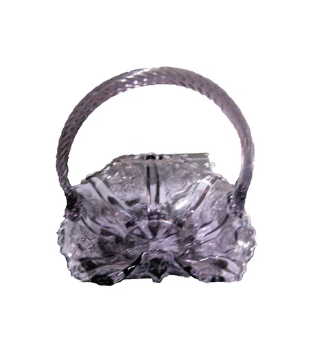 Fenton Glass Amethyst Basket Twisted Handle Embossed Thistle 95th Anniversary
