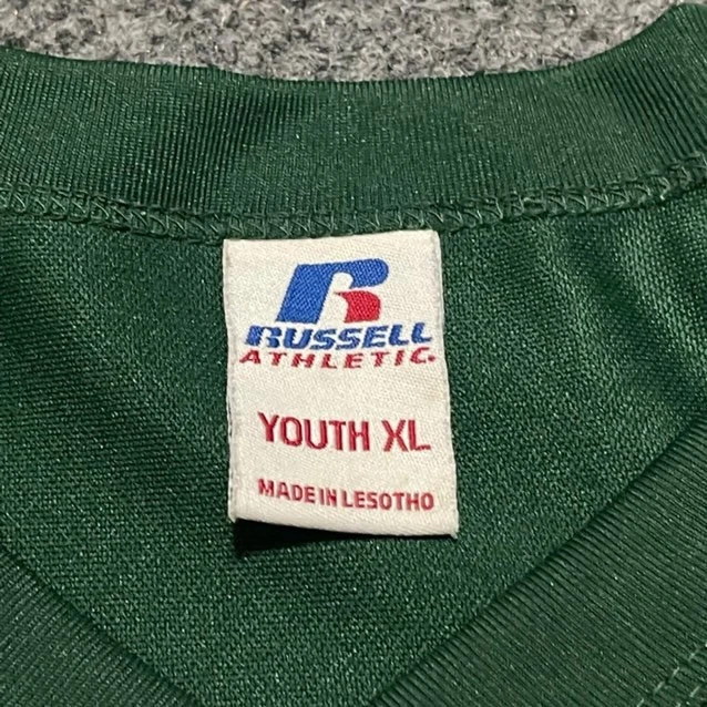 Vintage Russell Football Jersey Youth XL Green Blank Practice A5 - Image 2 of 4